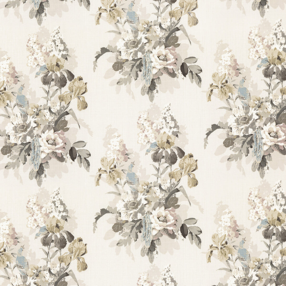 Bird &amp; Iris fabric in ivory/mole color - pattern BP10774.3.0 - by G P &amp; J Baker in the Signature Prints collection