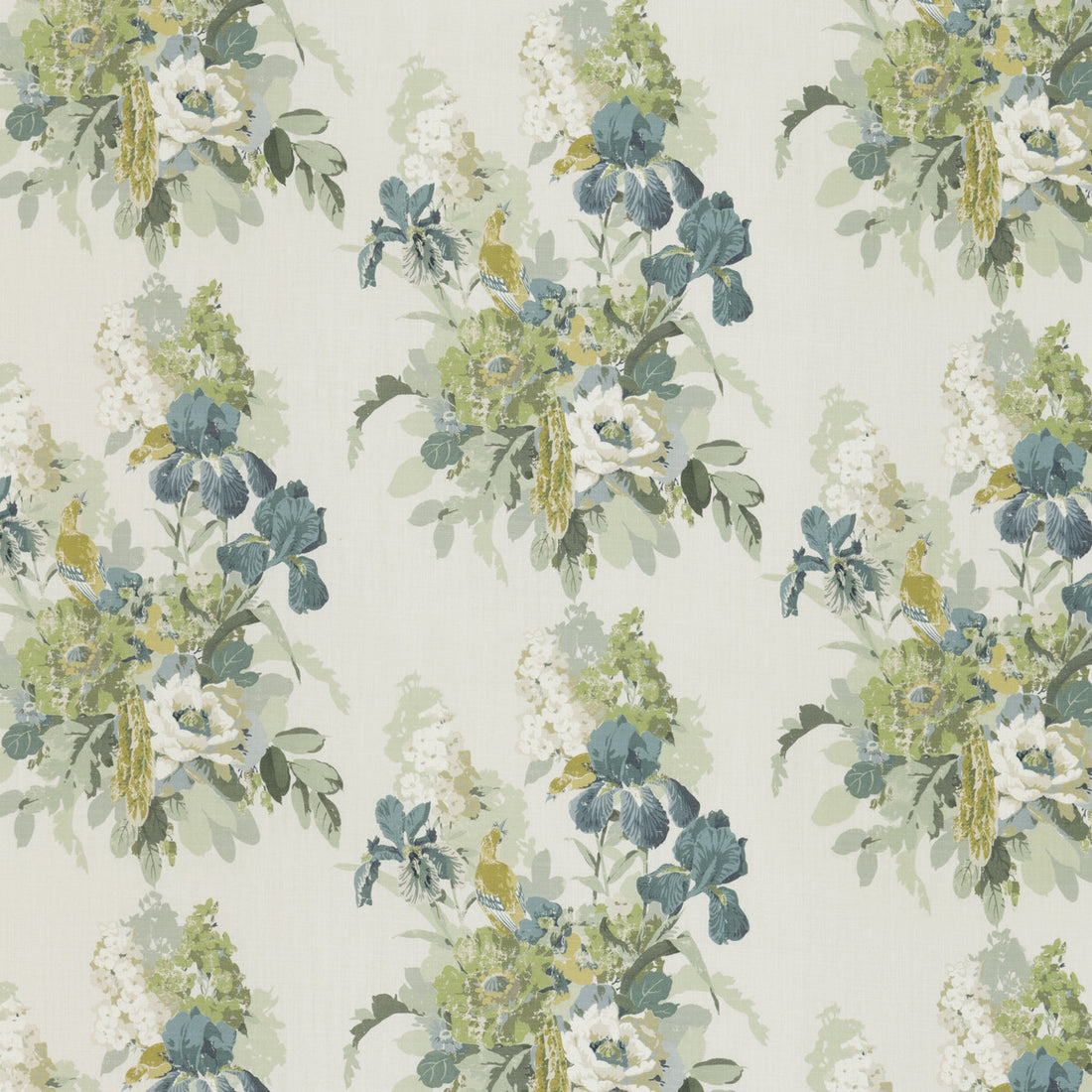Bird &amp; Iris fabric in soft teal color - pattern BP10774.4.0 - by G P &amp; J Baker in the Signature Prints collection