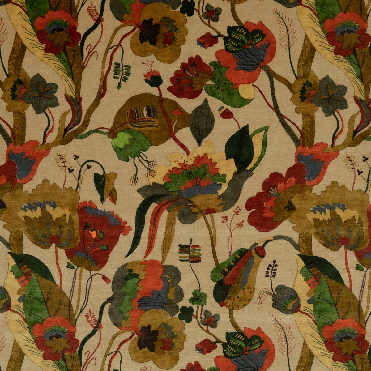 California Velvet fabric in red/cream color - pattern BP10813.4.0 - by G P & J Baker in the Signature Velvets collection
