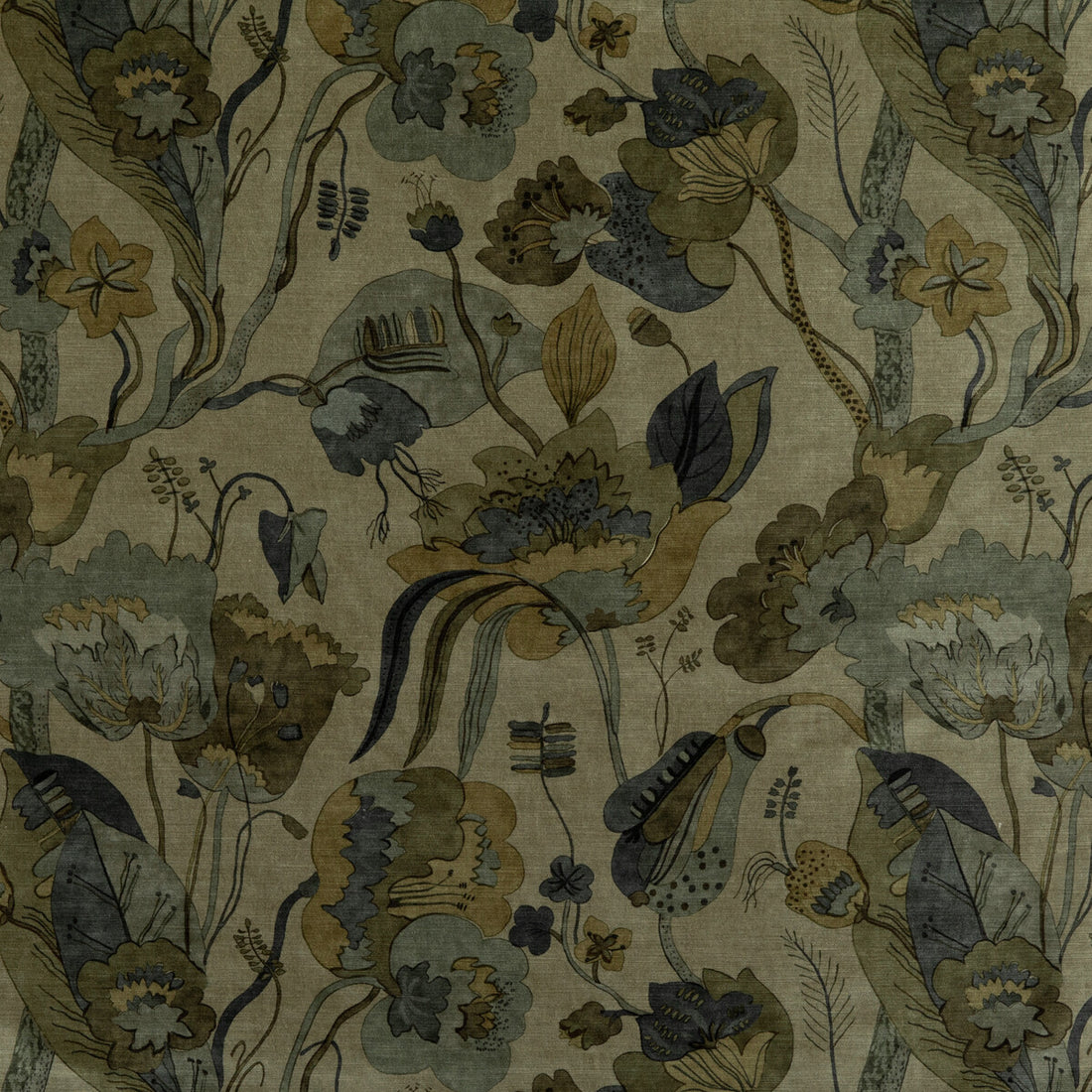California Velvet fabric in denim/mole color - pattern BP10813.5.0 - by G P &amp; J Baker in the Signature Velvets collection