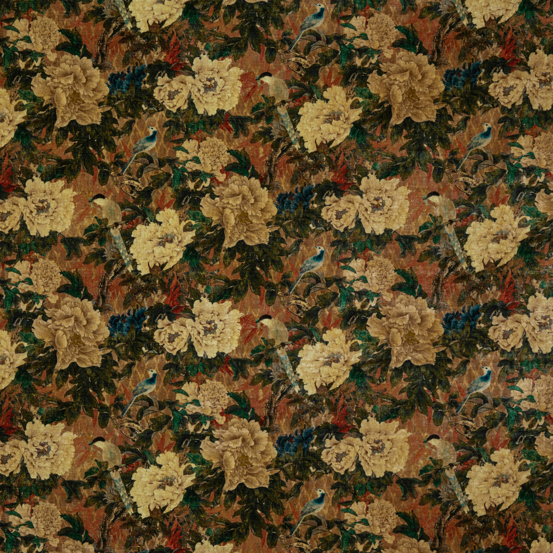 Oriental Garden fabric in jewel color - pattern BP10817.2.0 - by G P &amp; J Baker in the Signature Velvets collection