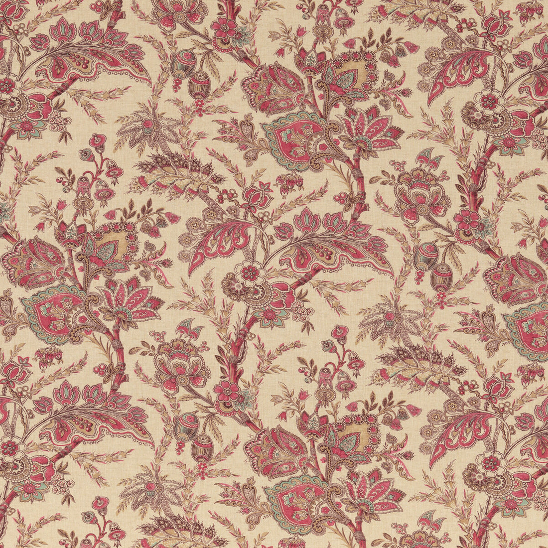 Jewel Indienne fabric in red/blue color - pattern BP10830.1.0 - by G P &amp; J Baker in the Coromandel collection