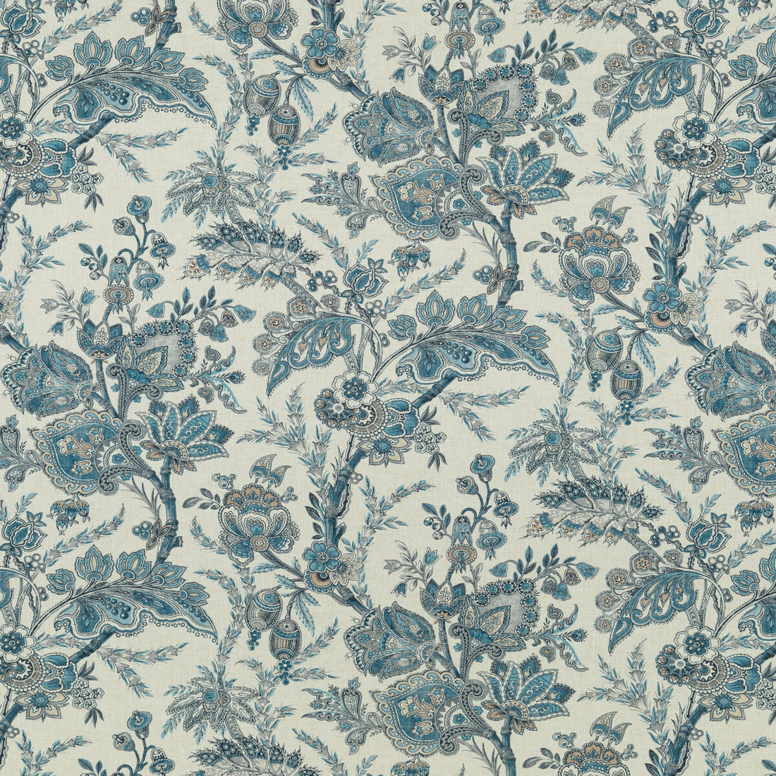 Jewel Indienne fabric in blue/sand color - pattern BP10830.2.0 - by G P &amp; J Baker in the Coromandel collection