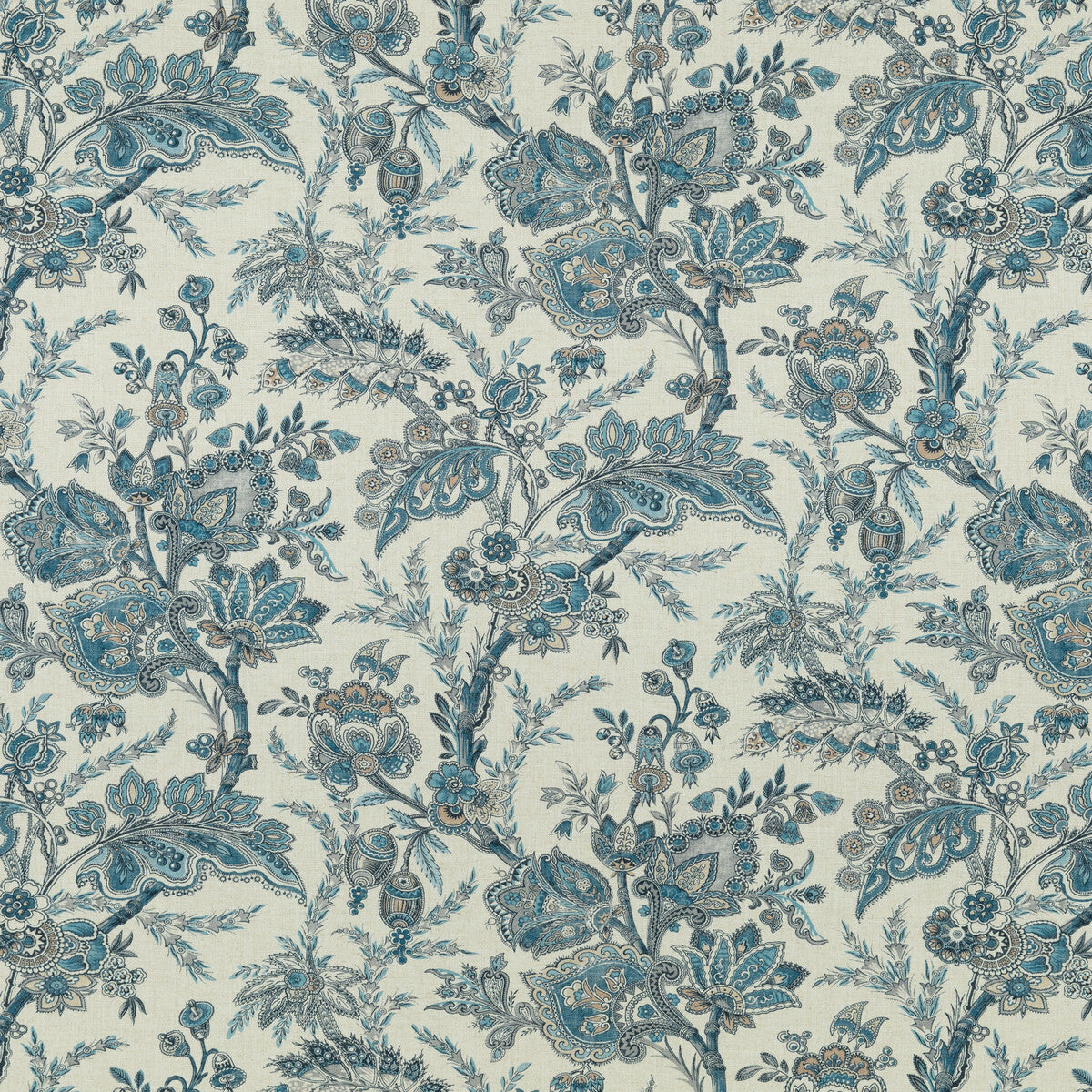 Jewel Indienne fabric in blue/sand color - pattern BP10830.2.0 - by G P & J Baker in the Coromandel collection