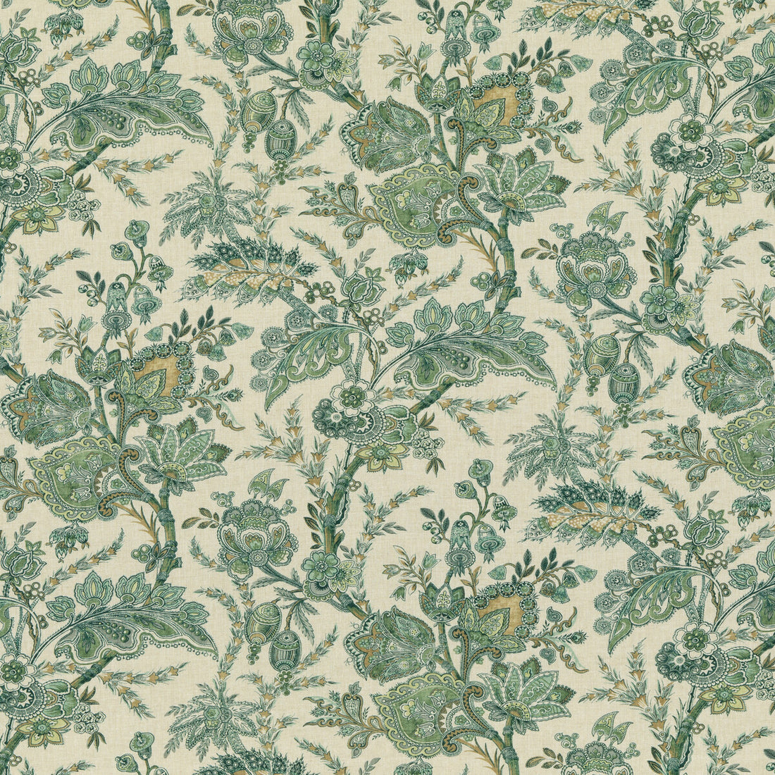 Jewel Indienne fabric in emerald color - pattern BP10830.3.0 - by G P &amp; J Baker in the Coromandel collection