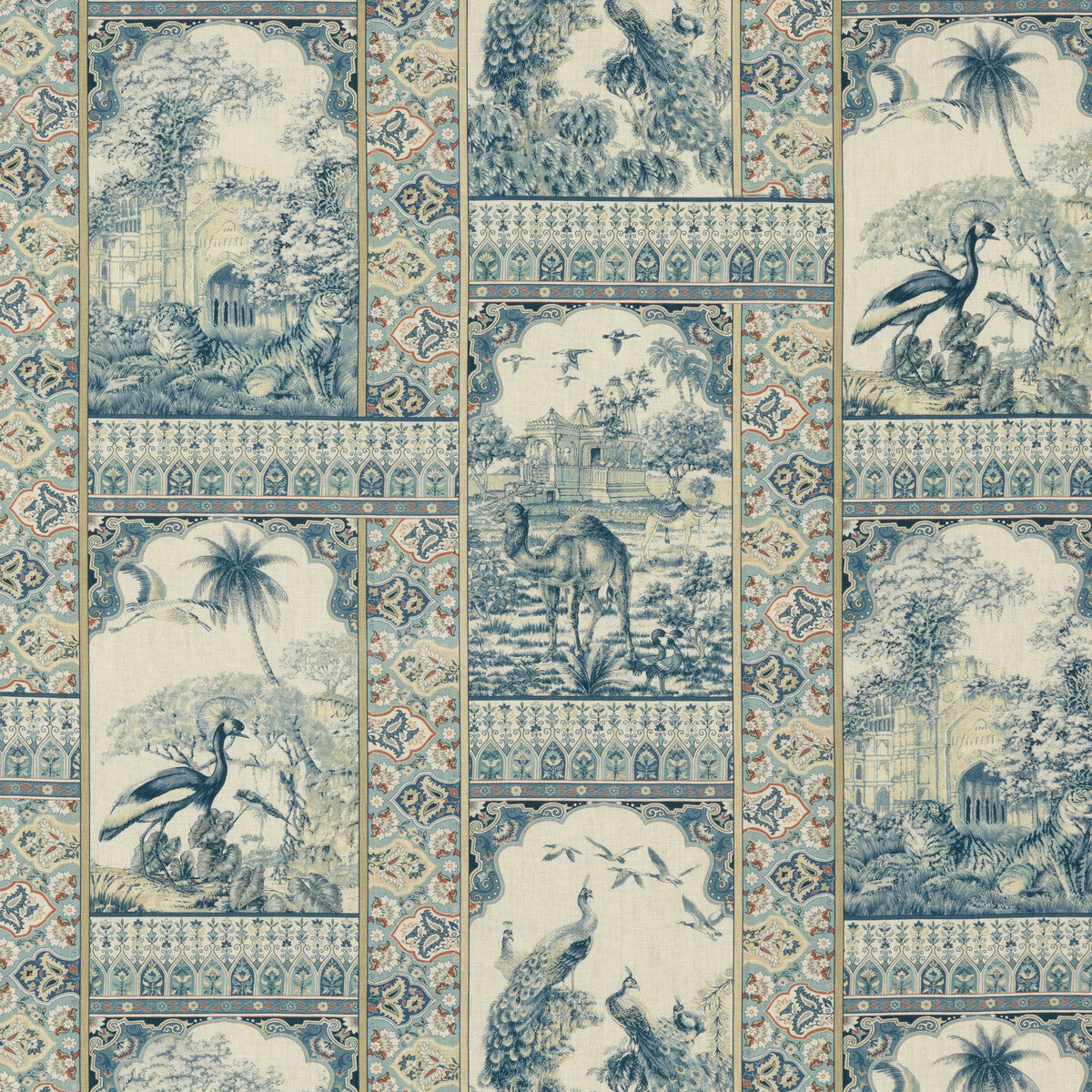 Indienne Toile fabric in red/blue color - pattern BP10834.1.0 - by G P & J Baker in the Coromandel collection