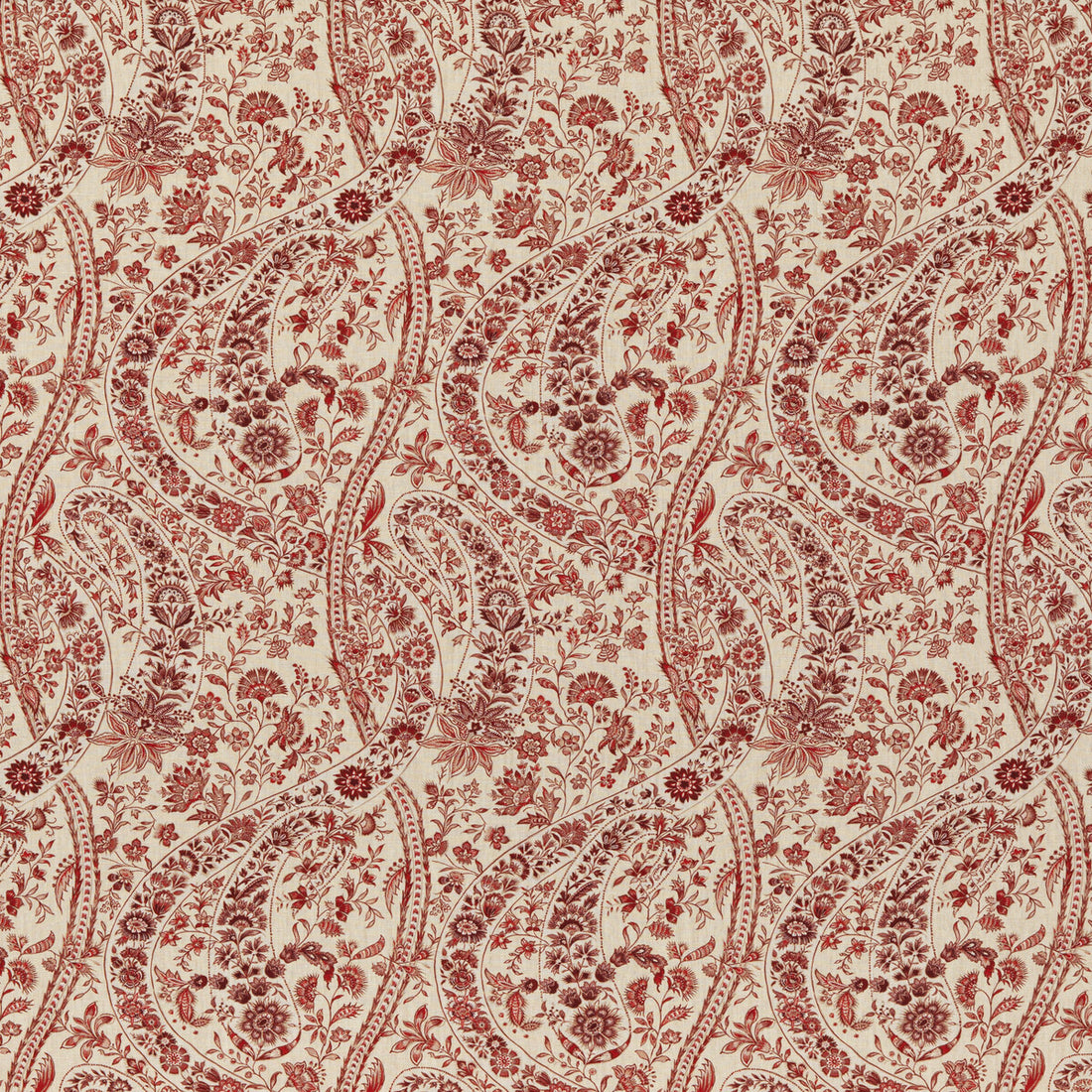 Bukhara Paisley fabric in red color - pattern BP10835.2.0 - by G P &amp; J Baker in the Coromandel collection
