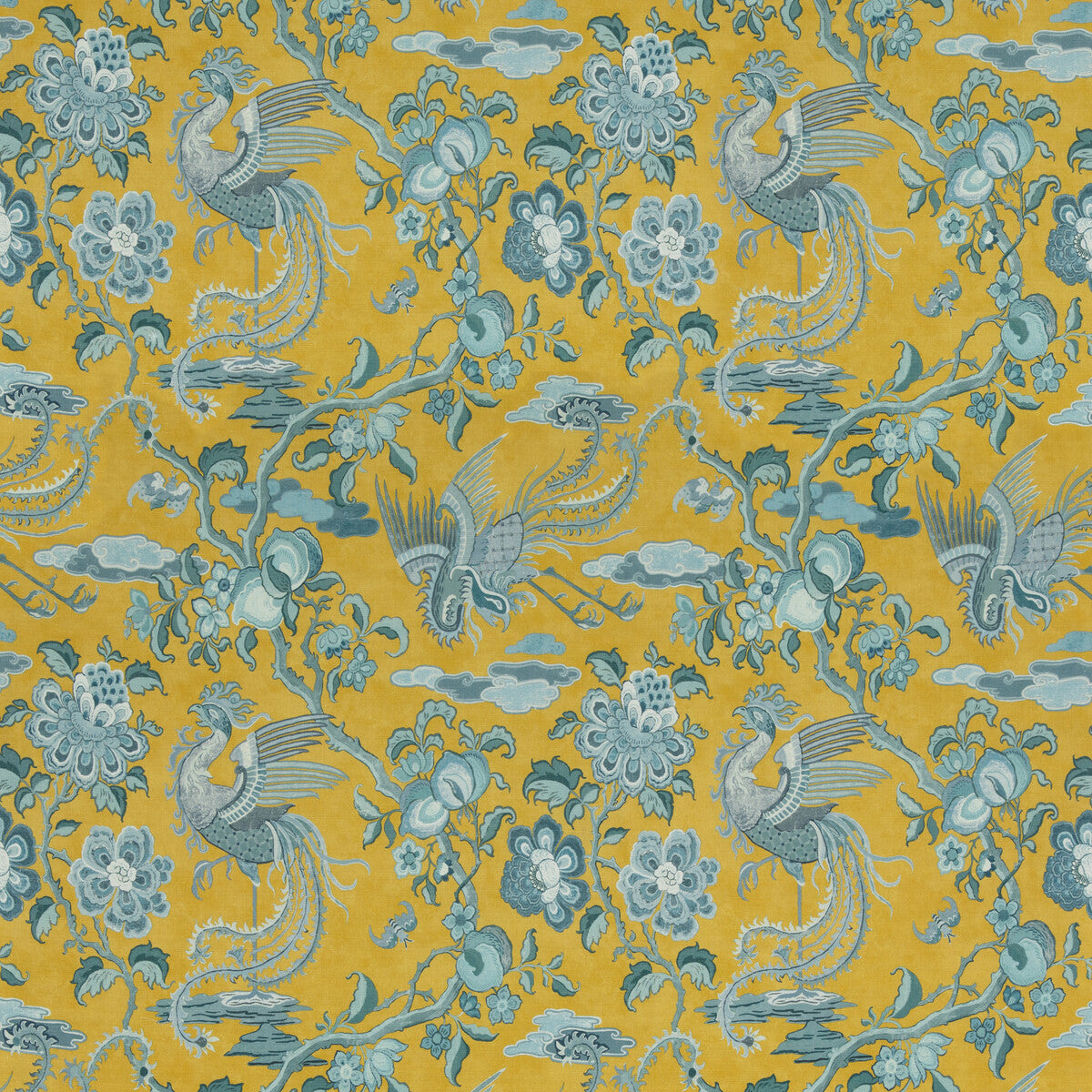 Chifu fabric in ochre/blue color - pattern BP10852.2.0 - by G P & J Baker in the Chifu collection