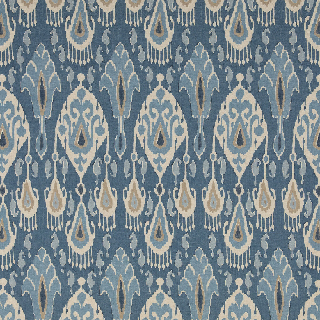 Ikat Bokhara fabric in blue color - pattern BP10853.1.0 - by G P &amp; J Baker in the Chifu collection