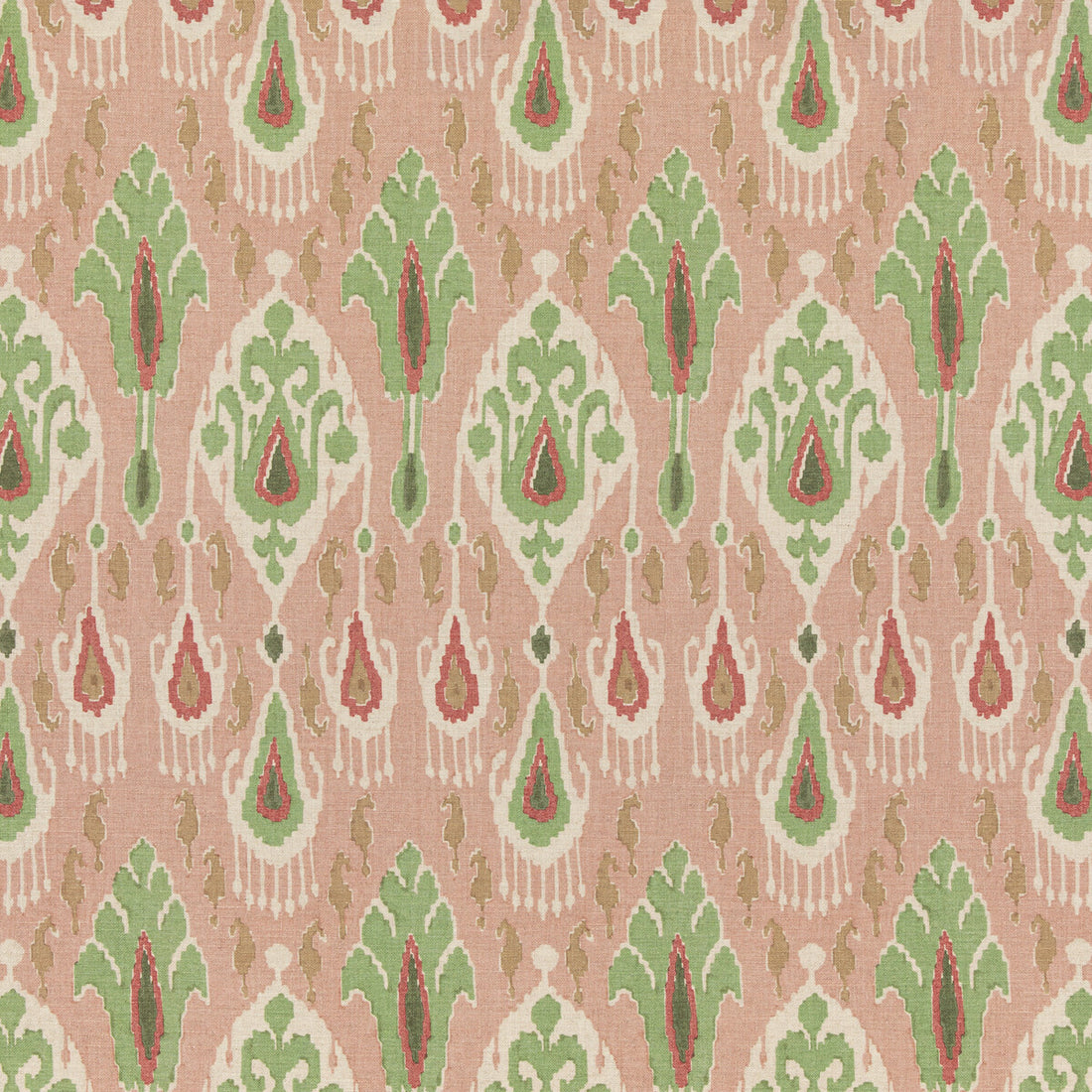 Ikat Bokhara fabric in rose/green color - pattern BP10853.4.0 - by G P &amp; J Baker in the Chifu collection