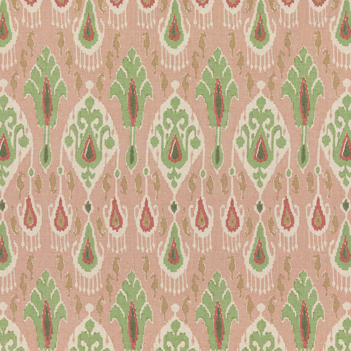 Ikat Bokhara fabric in rose/green color - pattern BP10853.4.0 - by G P & J Baker in the Chifu collection