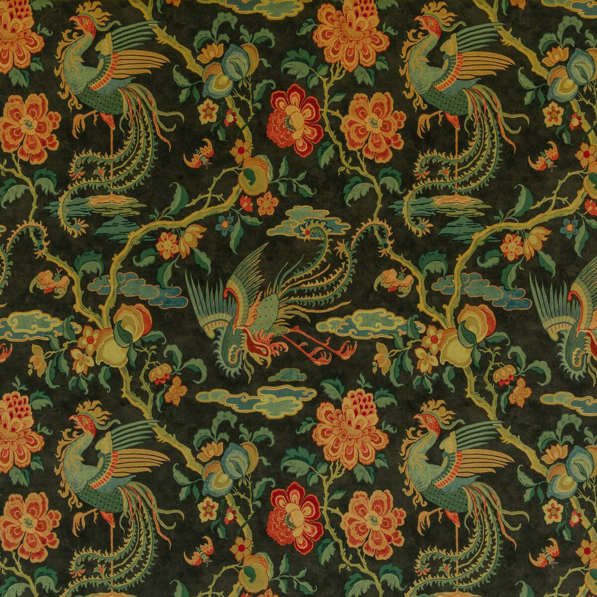 Chifu Velvet fabric in charcoal/multi color - pattern BP10854.1.0 - by G P & J Baker in the Chifu collection