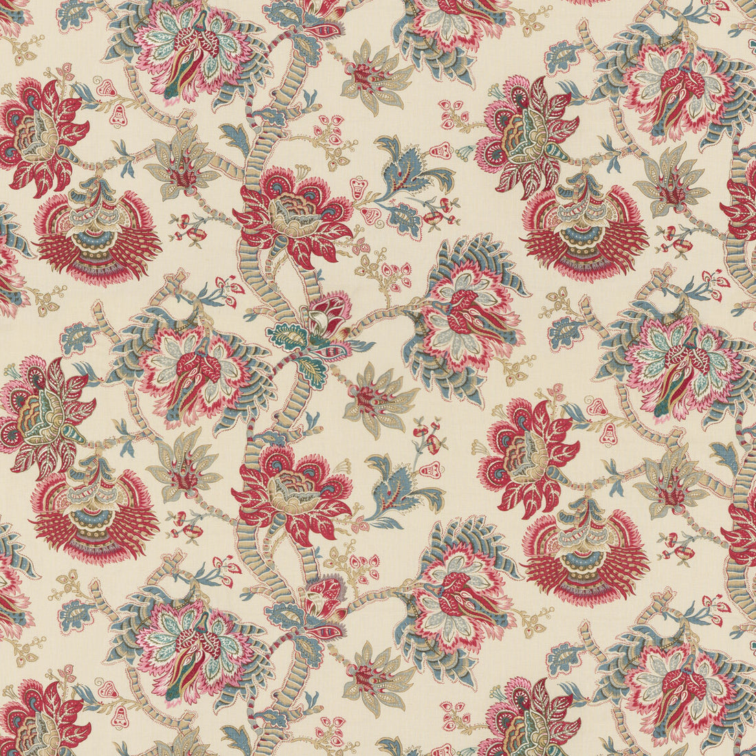 Kingham fabric in red/ blue color - pattern BP10903.1.0 - by G P &amp; J Baker in the Portobello collection
