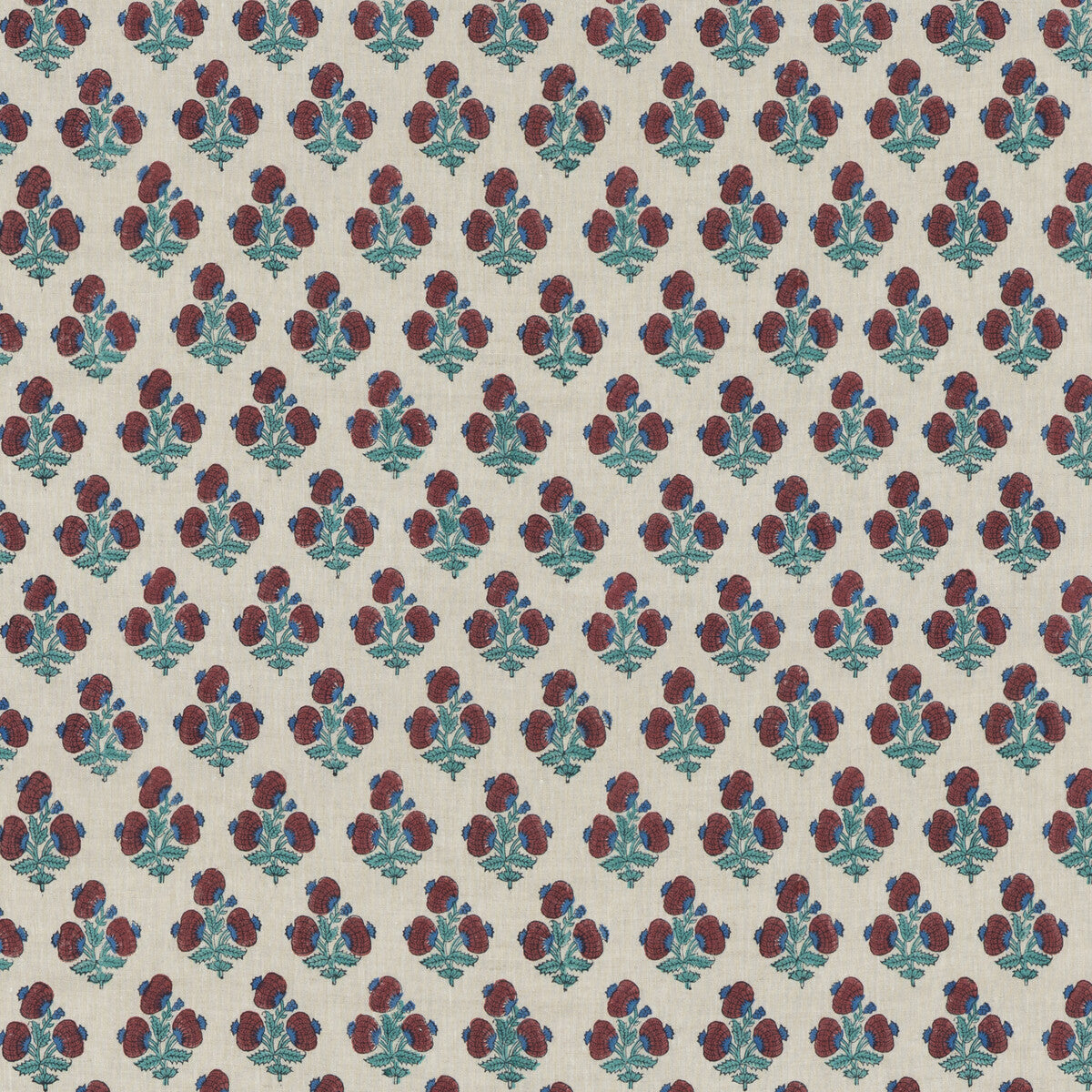 Jaipur Poppy fabric in red/blue color - pattern BP10916.1.0 - by G P & J Baker in the Portobello collection