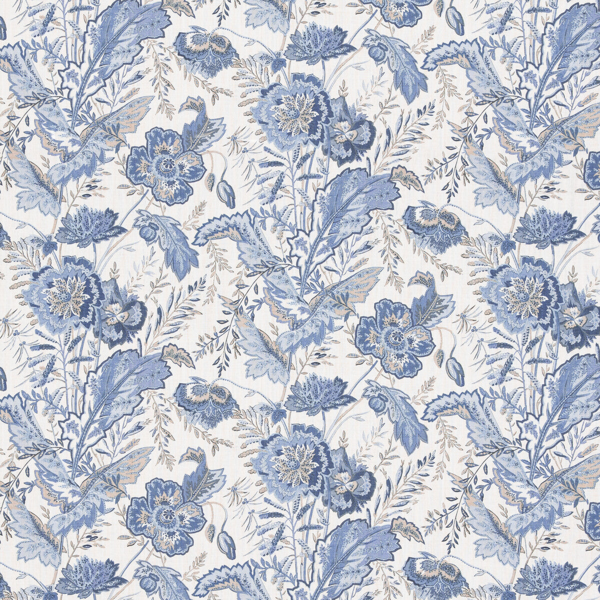 Indienne Flower fabric in blue color - pattern BP10938.1.0 - by G P & J Baker in the Caspian collection