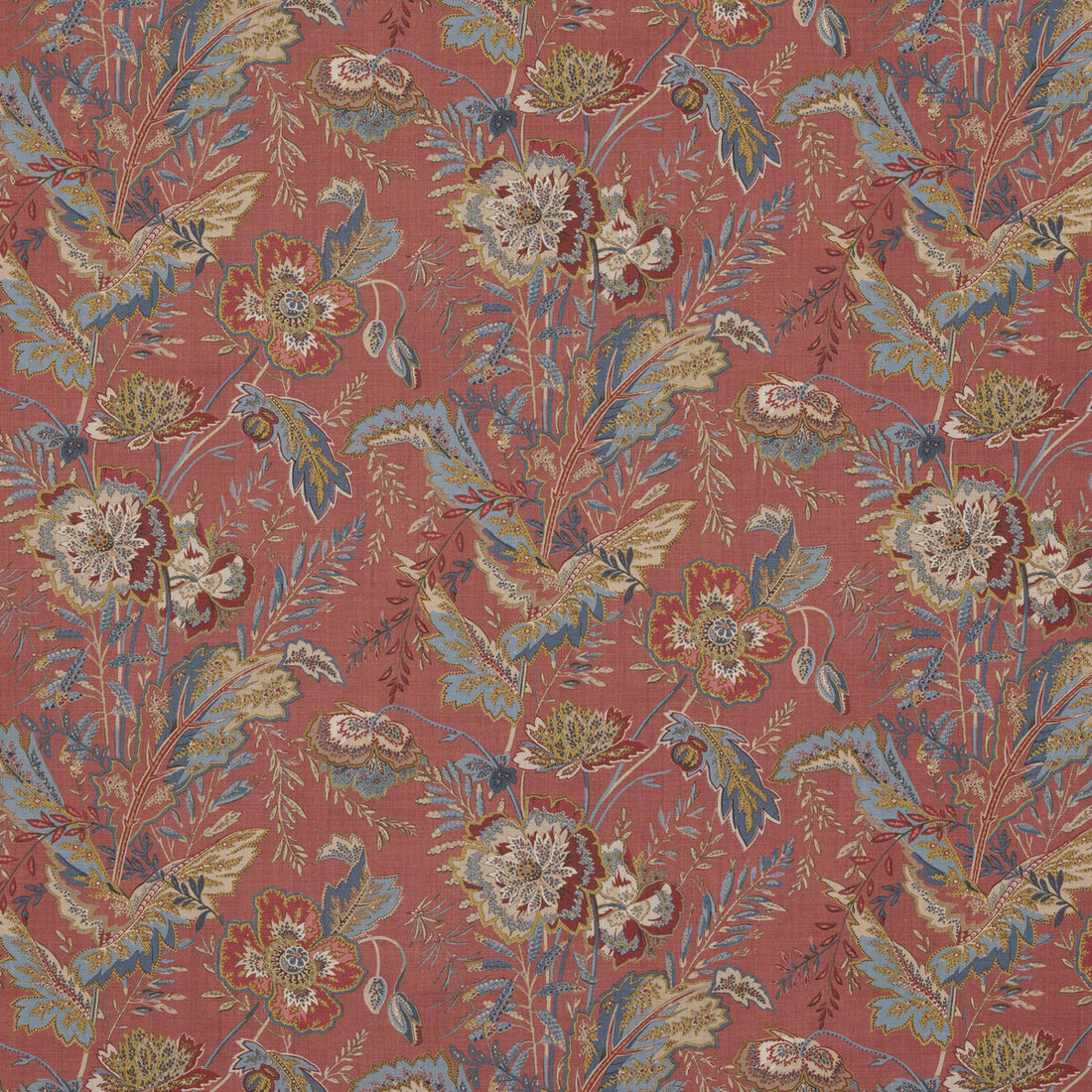 Indienne Flower fabric in red color - pattern BP10938.4.0 - by G P &amp; J Baker in the Caspian collection