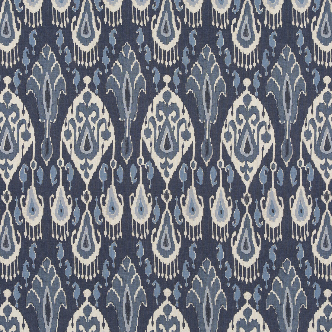 Ikat Bokhara Linen fabric in indigo color - pattern BP10939.1.0 - by G P &amp; J Baker in the Caspian collection