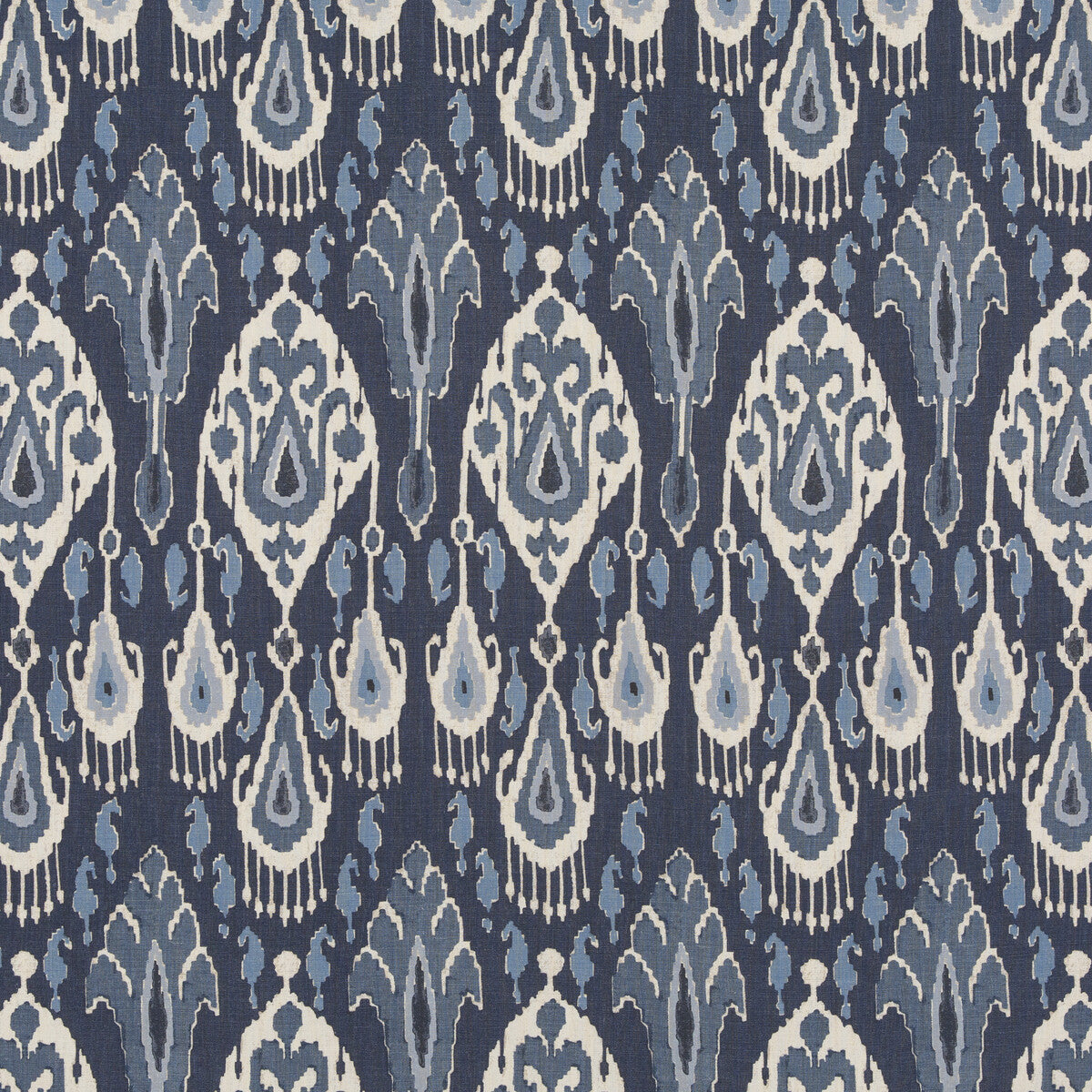 Ikat Bokhara Linen fabric in indigo color - pattern BP10939.1.0 - by G P &amp; J Baker in the Caspian collection