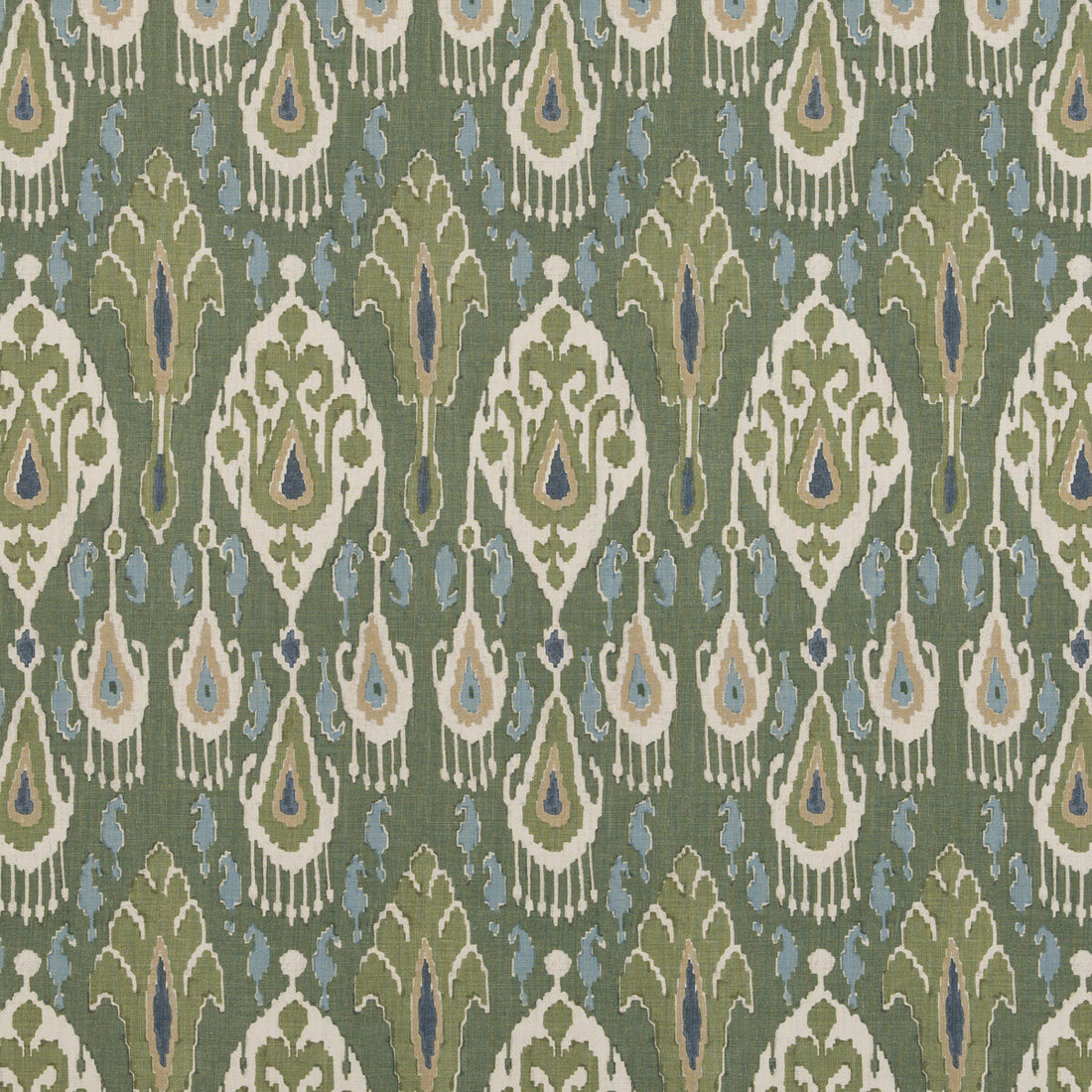 Ikat Bokhara Linen fabric in emerald color - pattern BP10939.2.0 - by G P &amp; J Baker in the Caspian collection