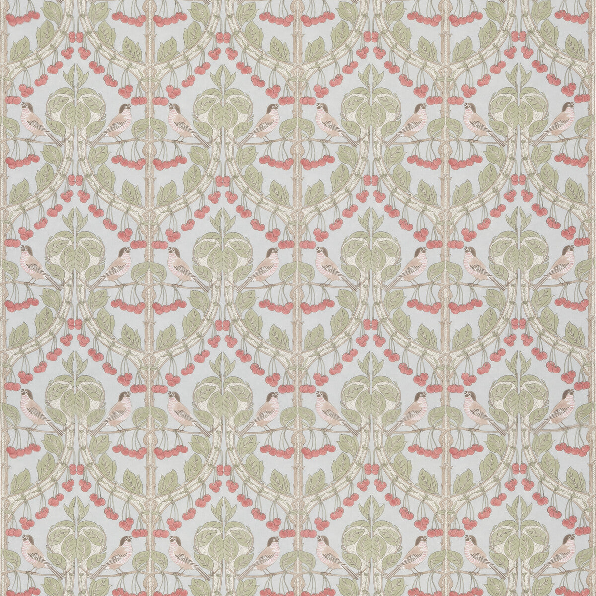 Birds & Cherries Cotton fabric in soft blue color - pattern BP10967.4.0 - by G P & J Baker in the Original Brantwood Fabric collection