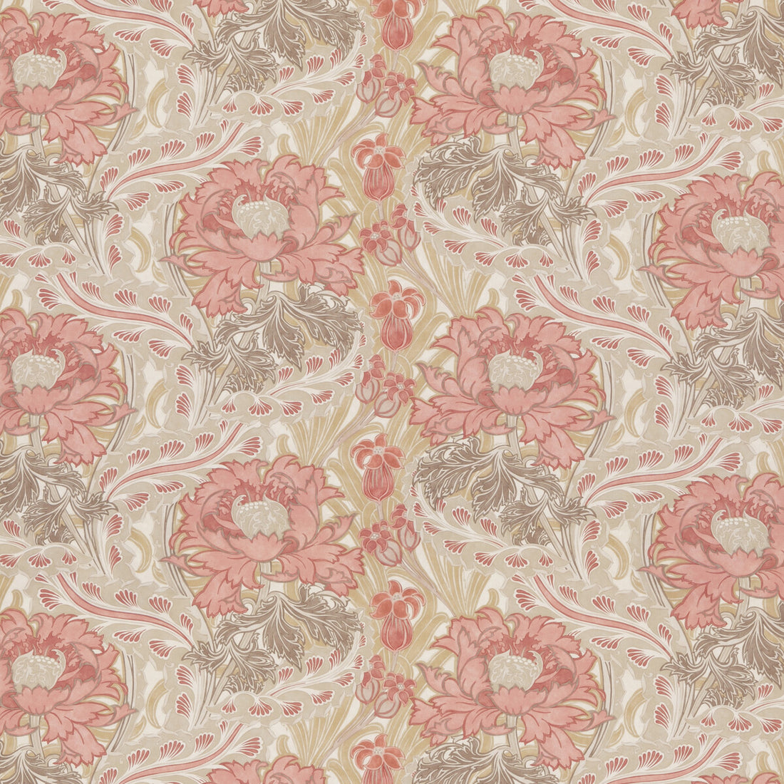 Brantwood Cotton fabric in coral/sand color - pattern BP10969.1.0 - by G P &amp; J Baker in the Original Brantwood Fabric collection