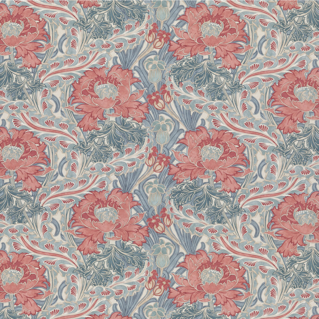 Brantwood Cotton fabric in teal color - pattern BP10969.2.0 - by G P &amp; J Baker in the Original Brantwood Fabric collection