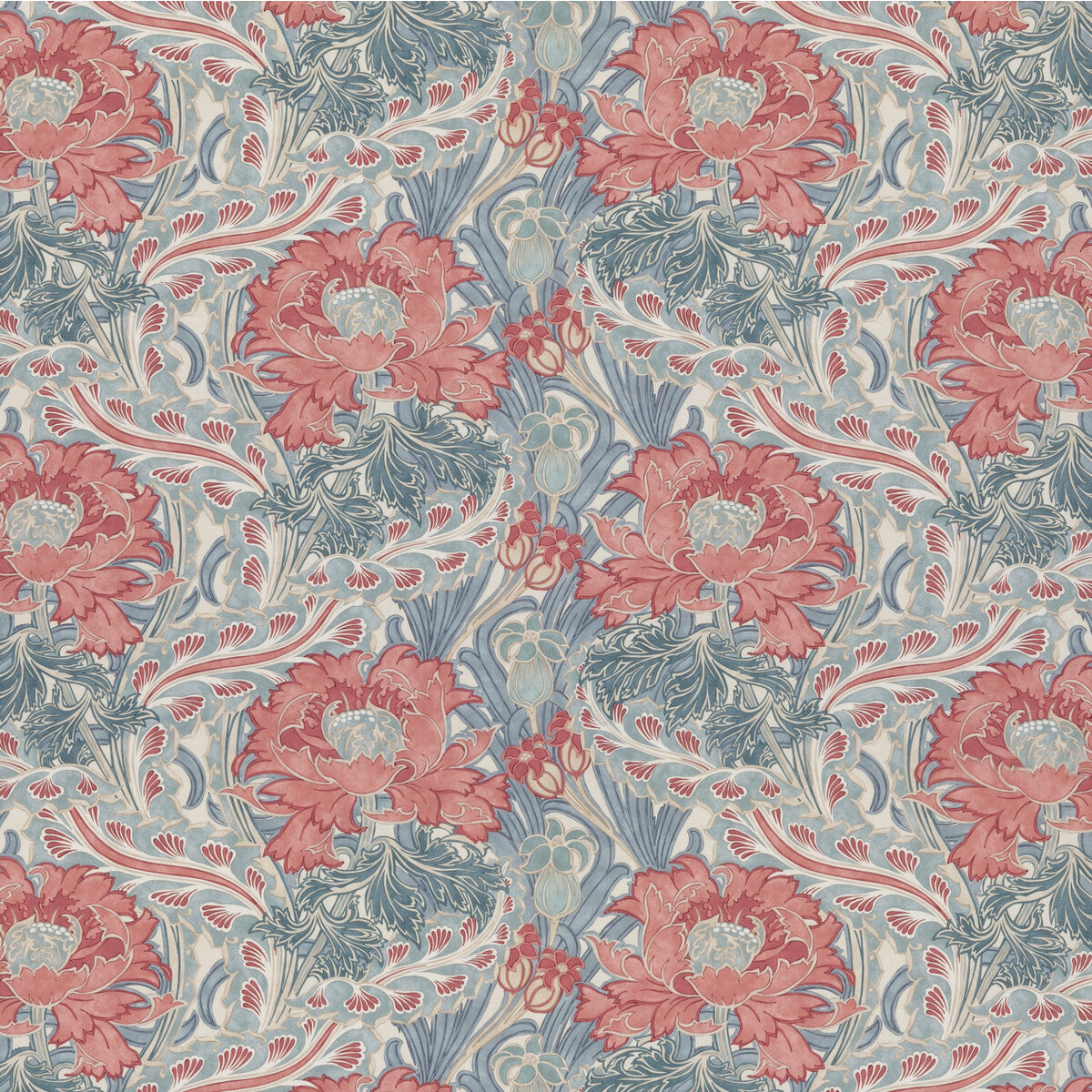 Brantwood Cotton fabric in teal color - pattern BP10969.2.0 - by G P & J Baker in the Original Brantwood Fabric collection