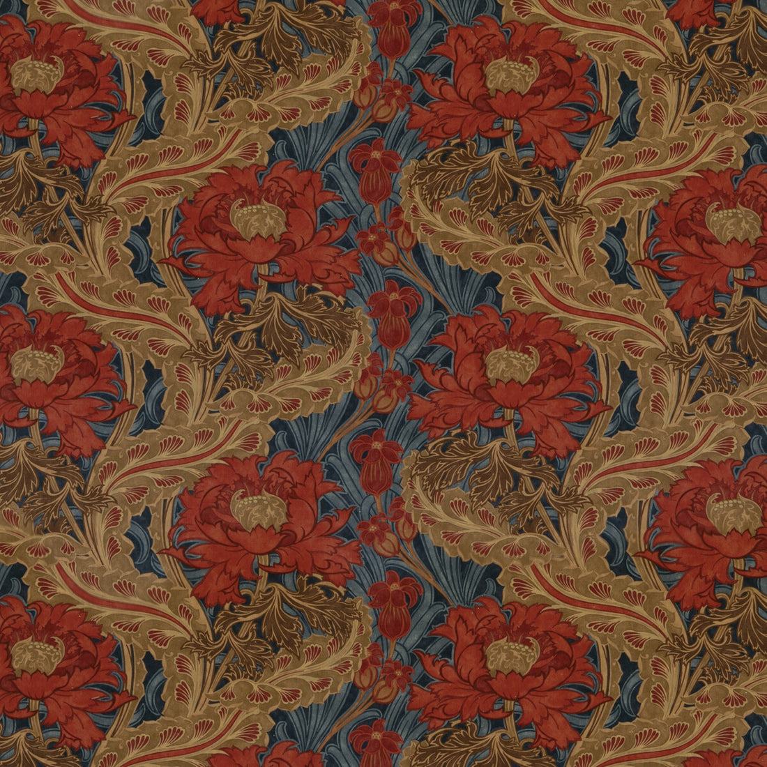 Brantwood Velvet fabric in red/blue color - pattern BP10970.2.0 - by G P &amp; J Baker in the Original Brantwood Fabric collection