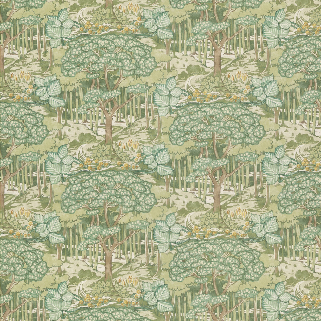 Ruskin Cotton fabric in green color - pattern BP10971.1.0 - by G P &amp; J Baker in the Original Brantwood Fabric collection