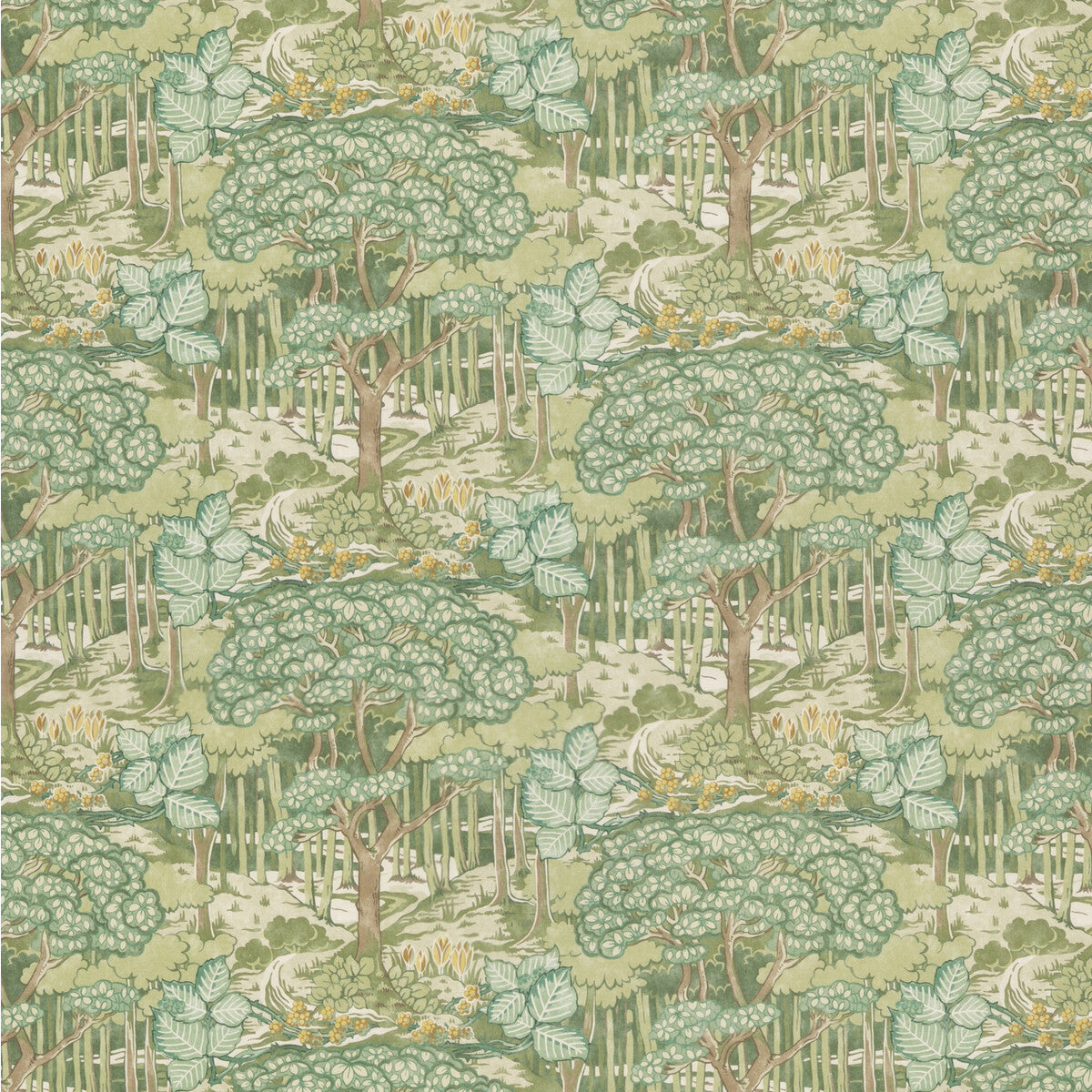 Ruskin Cotton fabric in green color - pattern BP10971.1.0 - by G P & J Baker in the Original Brantwood Fabric collection