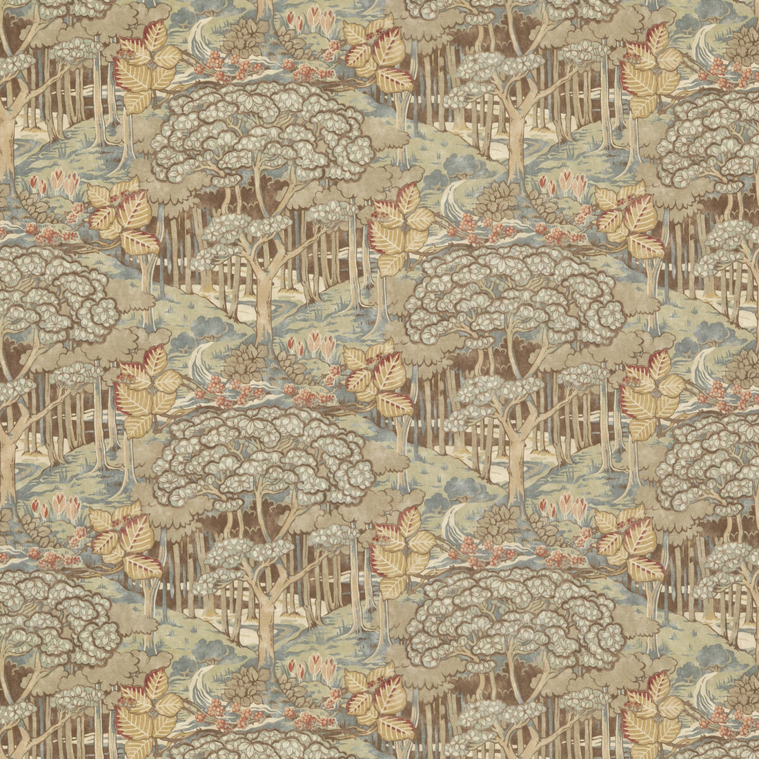 Ruskin Cotton fabric in teal color - pattern BP10971.2.0 - by G P &amp; J Baker in the Original Brantwood Fabric collection
