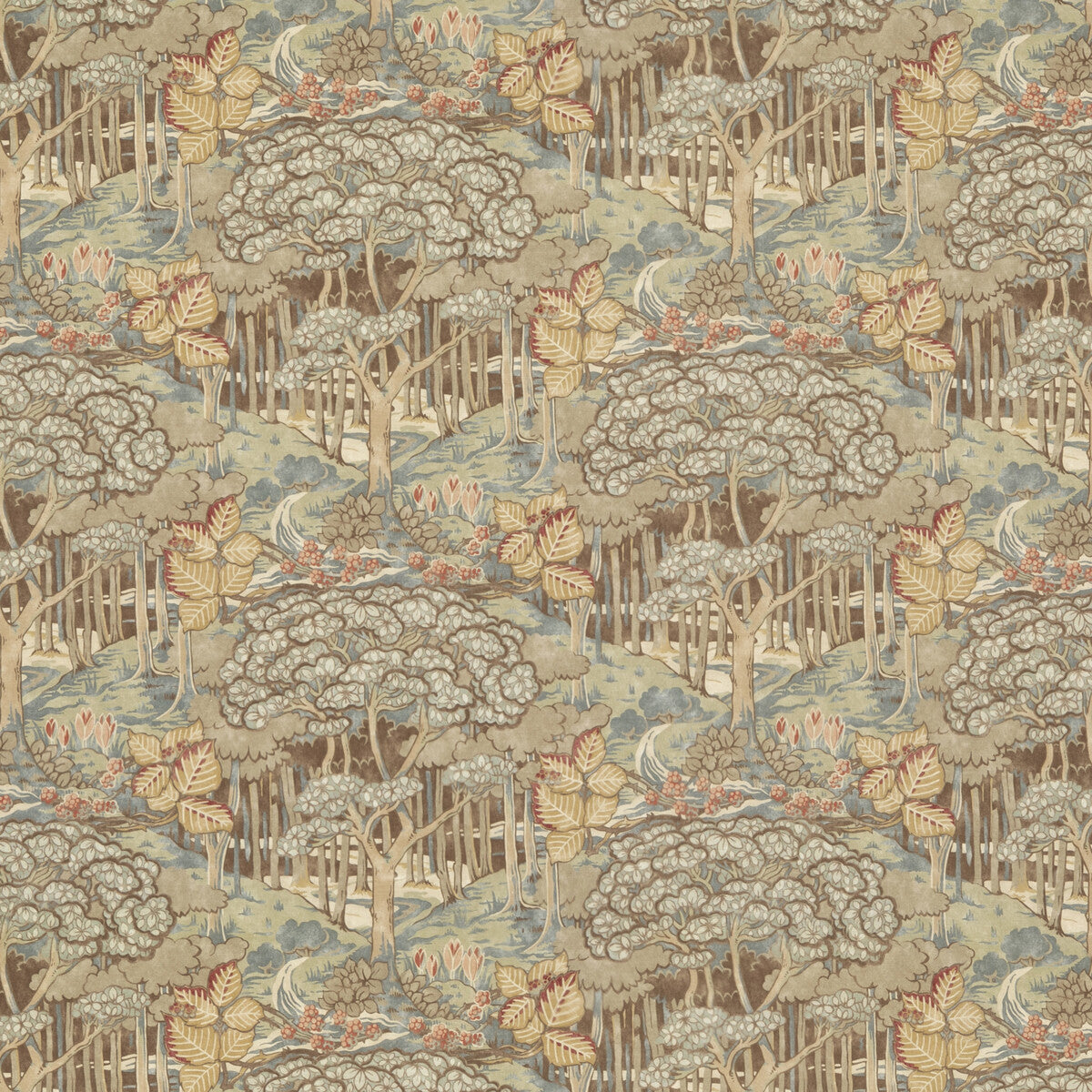 Ruskin Cotton fabric in teal color - pattern BP10971.2.0 - by G P & J Baker in the Original Brantwood Fabric collection