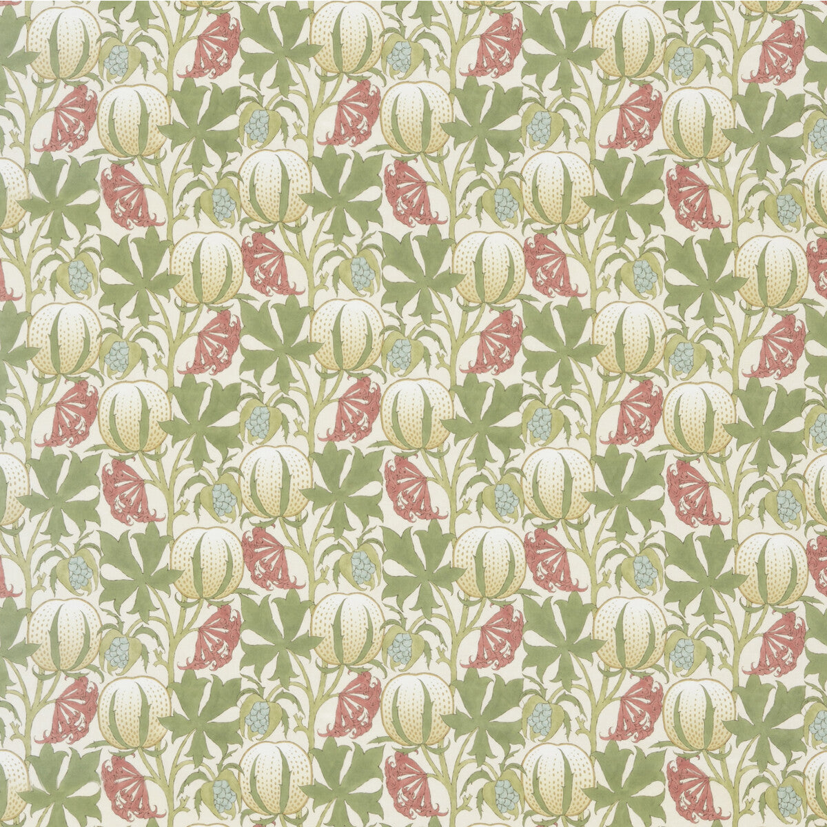Pumpkins Cotton fabric in coral/green color - pattern BP10973.1.0 - by G P & J Baker in the Original Brantwood Fabric collection