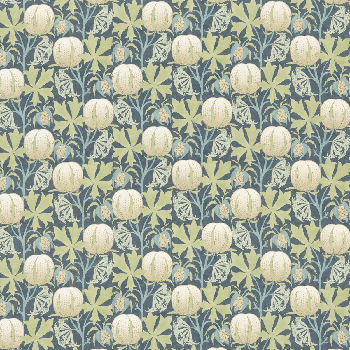 Pumpkins Cotton fabric in green/blue color - pattern BP10973.2.0 - by G P & J Baker in the Original Brantwood Fabric collection