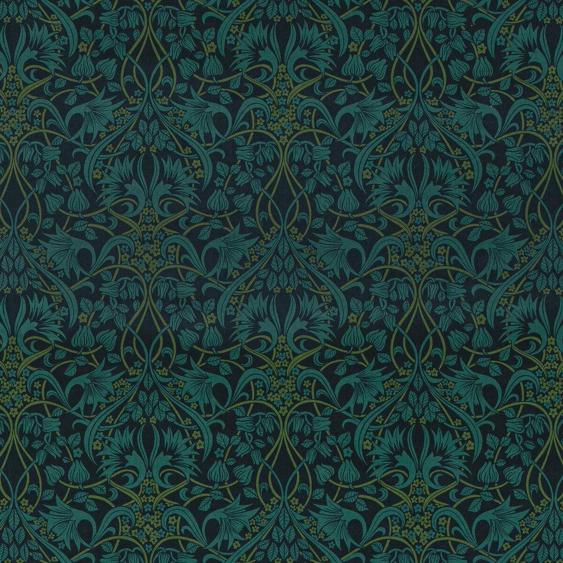 Fritillerie Velvet fabric in indigo/teal color - pattern BP10975.1.0 - by G P &amp; J Baker in the Original Brantwood Fabric collection