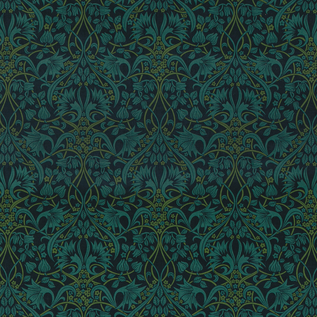 Fritillerie Velvet fabric in indigo/teal color - pattern BP10975.1.0 - by G P & J Baker in the Original Brantwood Fabric collection