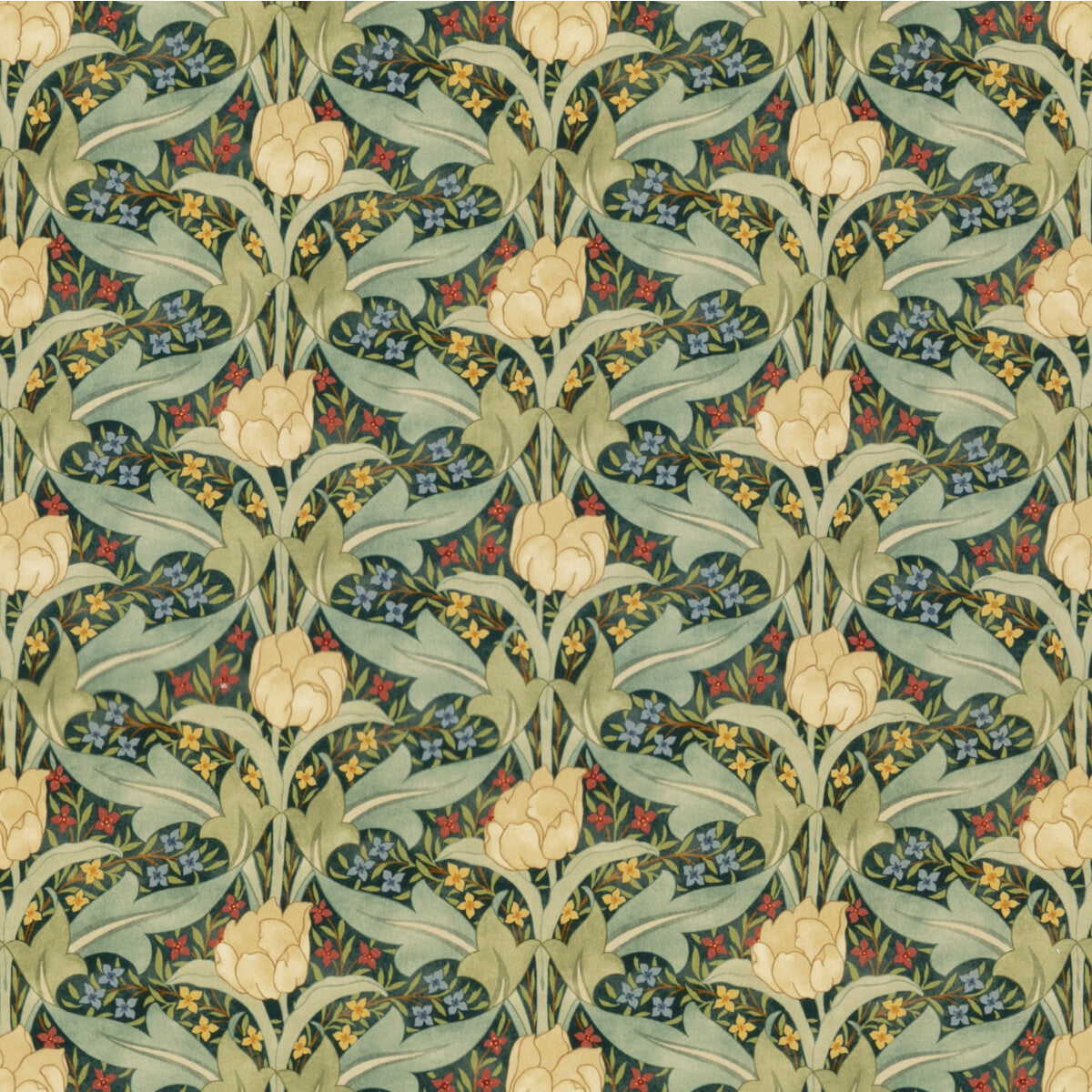 Tulip & Jasmine Velvet fabric in emerald color - pattern BP10978.1.0 - by G P & J Baker in the Original Brantwood Fabric collection