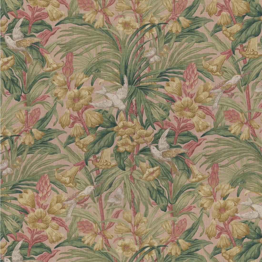 Trumpet Flowers fabric in blush color - pattern BP10982.2.0 - by G P &amp; J Baker in the Original Brantwood Fabric collection