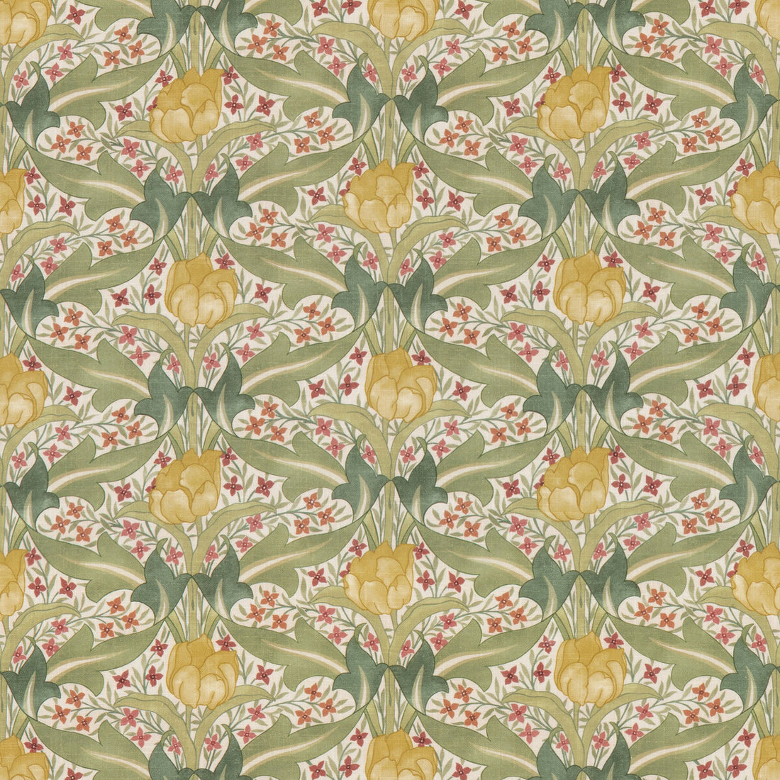 Tulip &amp; Jasmine fabric in red/green color - pattern BP10994.1.0 - by G P &amp; J Baker in the Original Brantwood Fabric collection