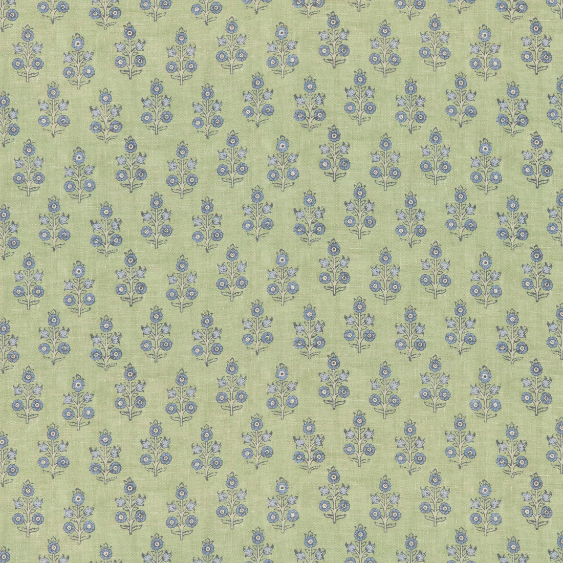 Poppy Sprig fabric in green/blue color - pattern BP11003.2.0 - by G P &amp; J Baker in the House Small Prints collection