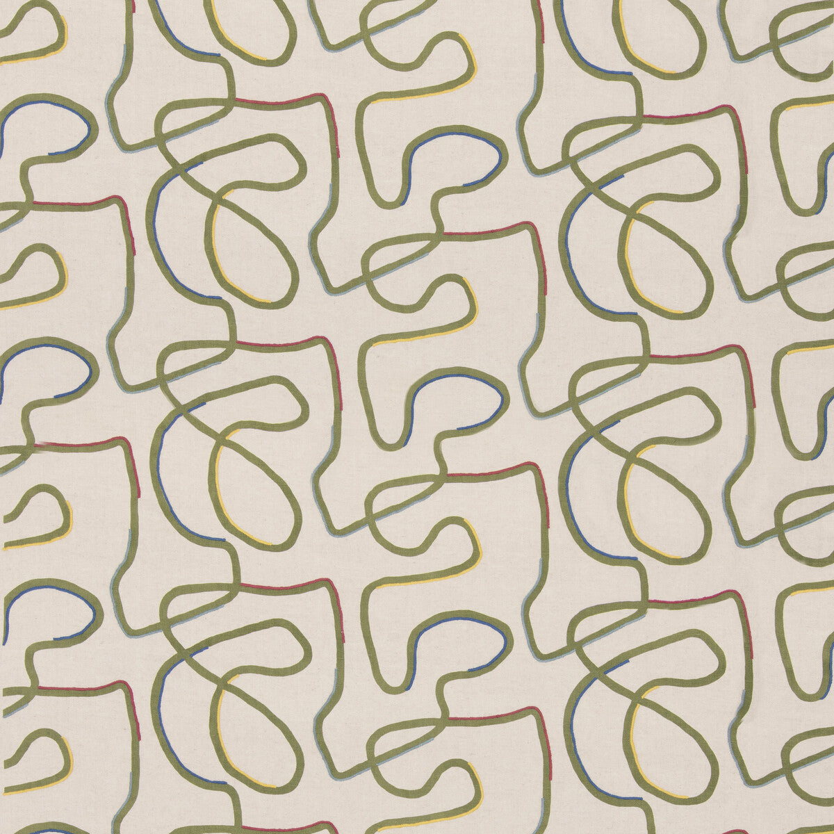 Ring Road fabric in sage color - pattern BP11054.2.0 - by G P & J Baker in the X Kit Kemp Prints And Embroideries collection