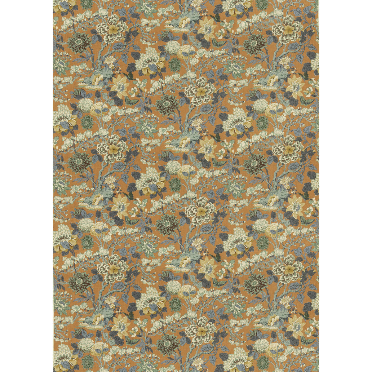 Little Magnolia fabric in teal orange color - pattern number BP11075.3.0 - by G P & J Baker in the Eldon collection