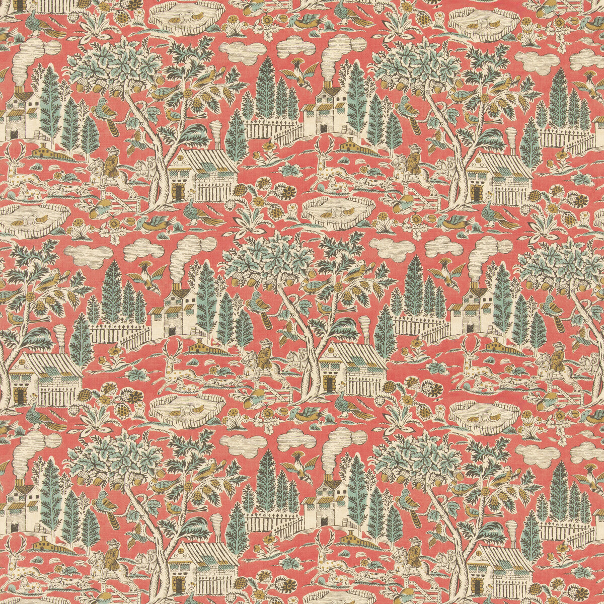 Home Park fabric in old red color - pattern number BP11092.3.0 - by G P & J Baker in the Royal Court collection