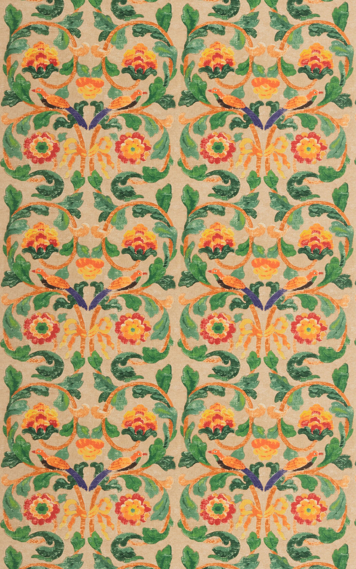 Tudor Rose fabric in Clementine color - pattern number BP11135.3.0 - by G P & J Baker in the Kit Kemp II collection