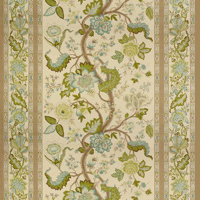 Bellary Cotton Print fabric in aqua/taupe color - pattern BR-700016.248.0 - by Brunschwig &amp; Fils in the Les Alizes collection