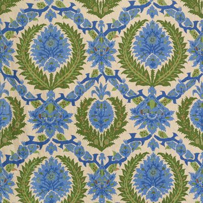 Zenobia Linen Print fabric in canton blue/green color - pattern BR-700018.221.0 - by Brunschwig &amp; Fils in the Les Alizes collection