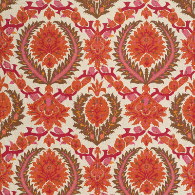 Zenobia Linen Print fabric in orange spice/mocha color - pattern BR-700018.642.0 - by Brunschwig &amp; Fils in the Les Alizes collection