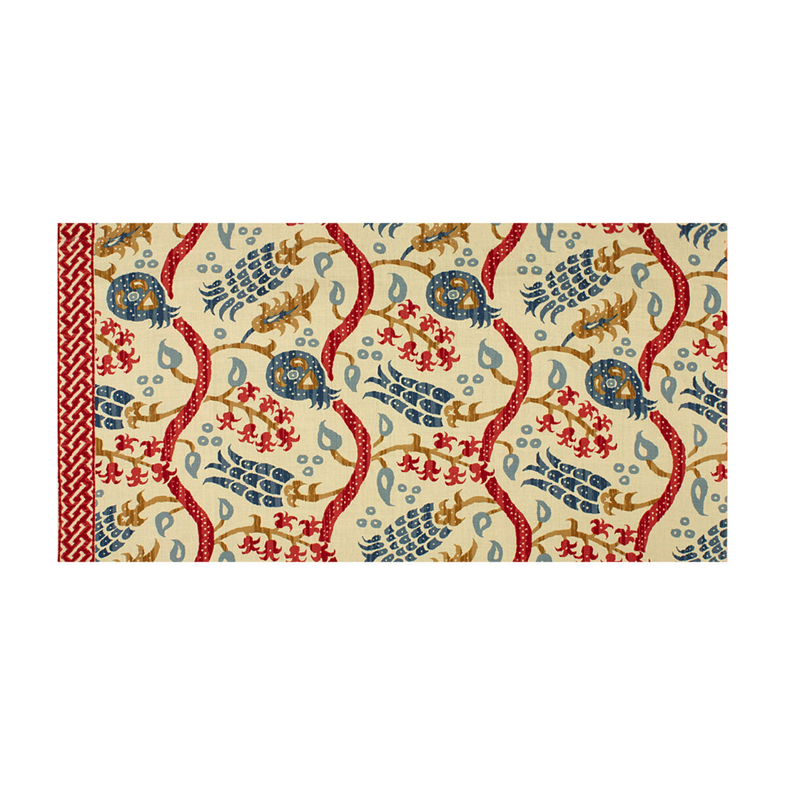 Nisiotiko Linen Print fabric in pomegranate/oxford blue color - pattern BR-700019.176.0 - by Brunschwig &amp; Fils in the Les Alizes collection