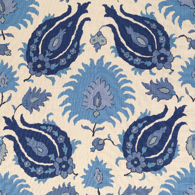 Kashmiri Linen Print fabric in sapphire blue color - pattern BR-700020.278.0 - by Brunschwig &amp; Fils in the Les Alizes collection
