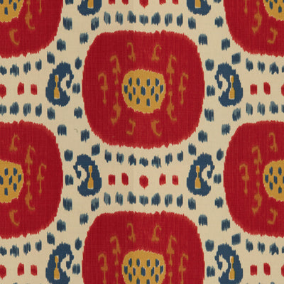 Samarkand Cotton And Linen Print fabric in pompeian red/oxford blue color - pattern BR-71110.147.0 - by Brunschwig &amp; Fils in the Les Alizes collection